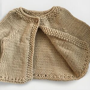 Girl, Newborn, Ivory, Hand Knitted Cape Style Sweater, Warm & Comfy